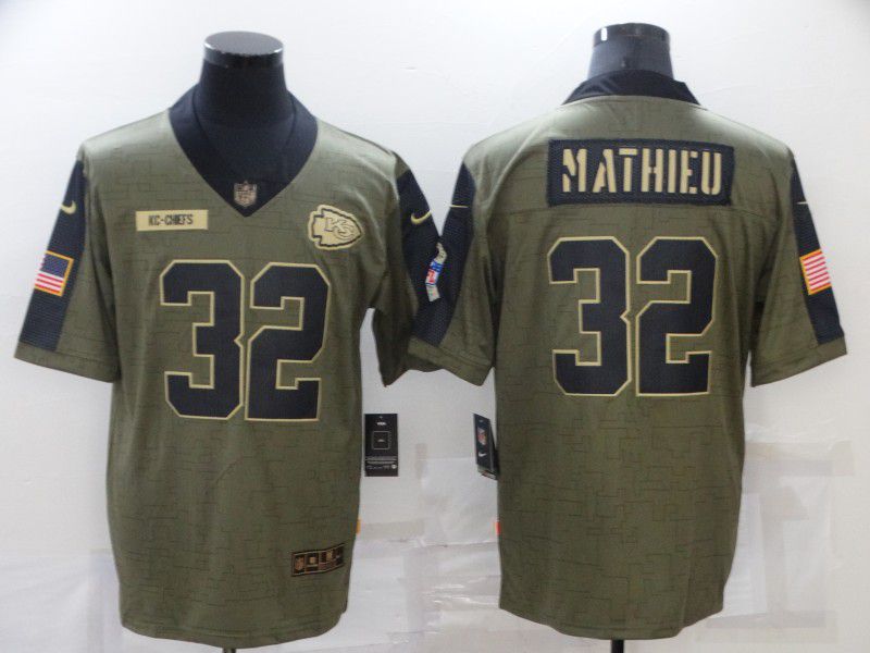 Men Kansas City Chiefs #32 Mathieu green Nike Olive Salute To Service Limited NFL Jersey